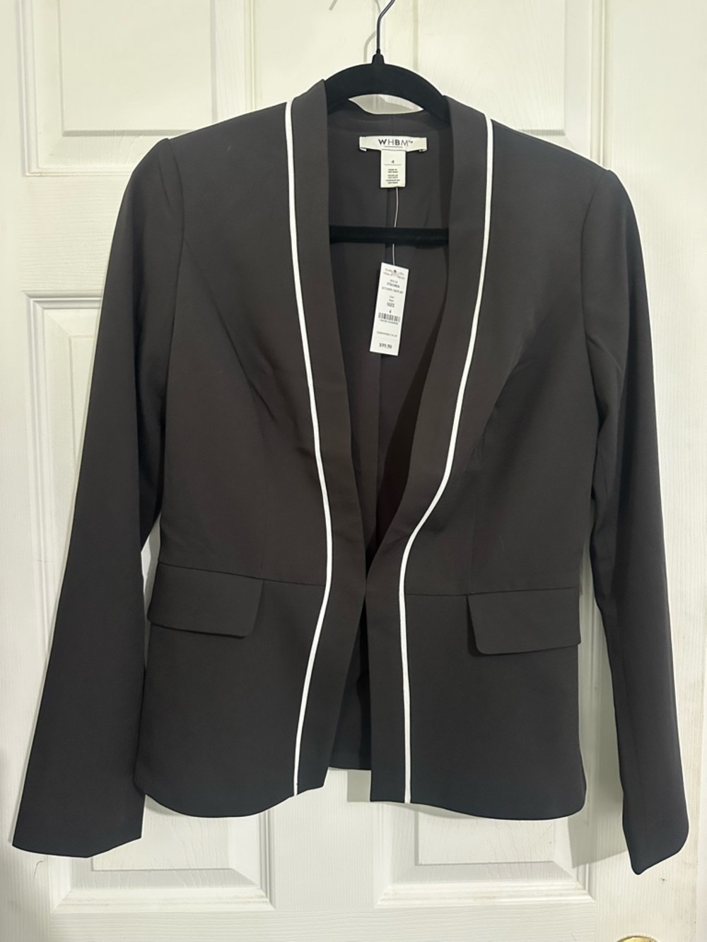 White House Black Market Black Blazer with White Trim